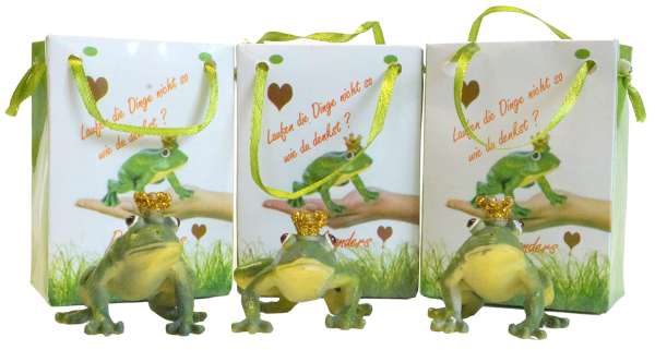 3er Set Niedlicher Froschkönig in Geschenktasche ca. 3,5 cm - Dekofigur